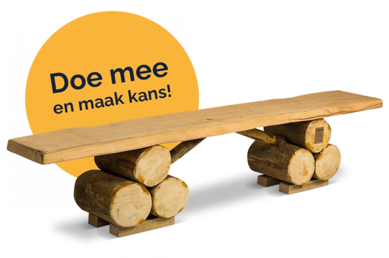 Een groen plein: maak kans op een unieke boomstambank! Een groen plein: maak kans op een unieke boomstambank!